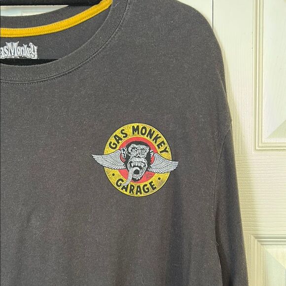 Gas Monkey X-large Black Yellow Long Sleeve Tee Crew Neckline Pullover Soft - Picture 2 of 5